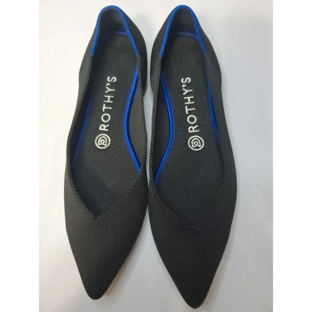 Rothy's The Point NWOT Black knit sweetheart cushioned flats 8.5